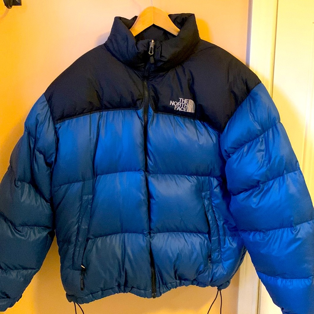 Bubble north face two tone winter jacket